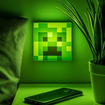 Светильник квадратный Minecraft CREEPER 10х10см Датчик сумерек Лицензионный
