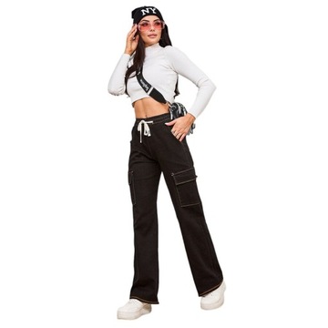 HL-1155 BLACK SPODNIE DAMSKIE SZEROKIE XL/XXL - 43