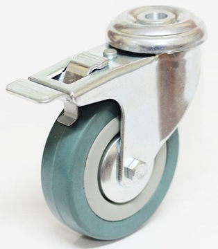 ПОВОРОТНОЕ КОЛЕСО СЕРОЕ КОЛЕСО 75 мм ОТВЕРСТИЕ 10,5 ТОРМОЗ