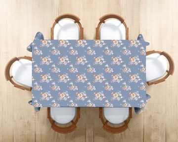 СКАТЕРЬ СТОЙКАЯ К ПЯТЯНЯМ 110Х160 УЗОРЫ СИНИЙ БУКЕТ