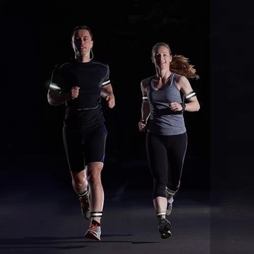 2 регулируемых светоотражающих ленты, светоотражающий браслет для бега, черная липучка