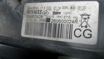 RENAULT GRAND SCENIC III 11R SVĚTLO LEVÝ PŘEDNÍ 89902928 260600024R GB