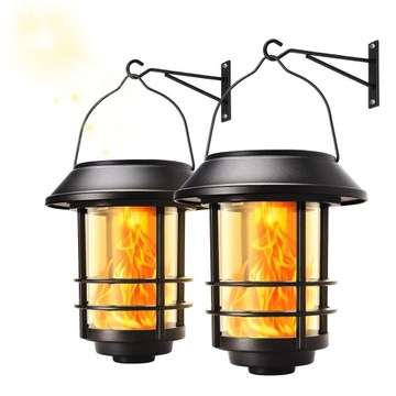 2szt lampa solarna płomień ogień lampka led wisząca lampion dekoracyjna
