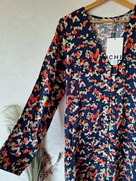 Sukienka z wiskozy 36 Ichi nowa oversize koszulowa wiązana szmizjerka