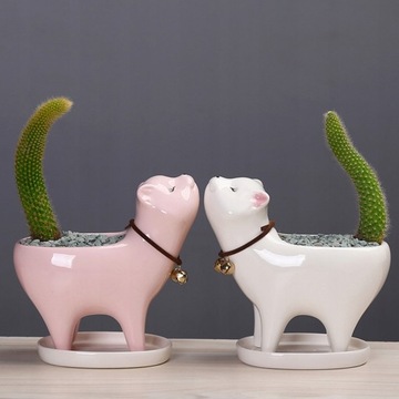 Керамический цветочный горшок для кошек кактус
