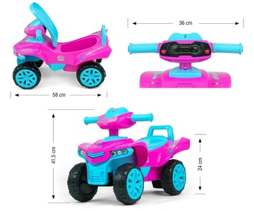 Pojazd Monster Pink Różowy Auto QUAD JEŹDZIK