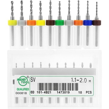 ZESTAW 10x MINI WIERTŁA WIERTŁO PCB 1.1-2.0mm 38mm