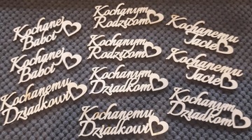 Drewniany napis Kochanemu Tacie Mamie 4cm mały