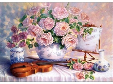Haft Diamentowy, Obraz, Mozaika Diamentowa Diamond Painting, BUKIET KWIATÓW