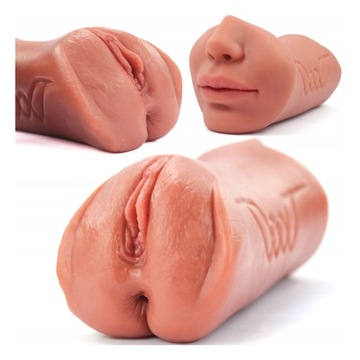 MASTURBATOR DLA MĘŻCZYZN 3W1 SZTUCZNA POCHWA USTA ANUS MĘSKI 19cm ANAL ORAL