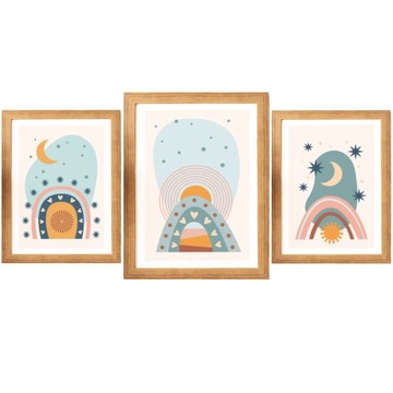 Набор из 3 детских постеров БОХО Радуга А3