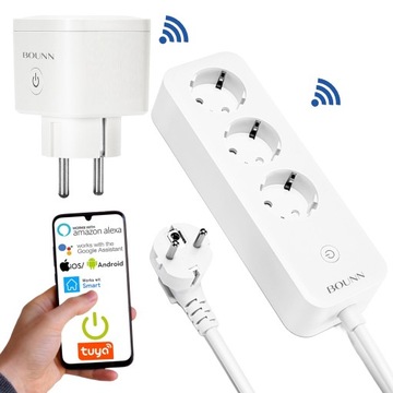 Zestaw Inteligentne gniazdo SMART WiFi Tuya+Inteligentny przedłużacz z WiFi