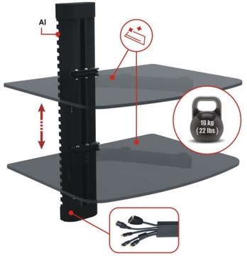 Двойная полка под телевизор, DVD, декодер, консоль.