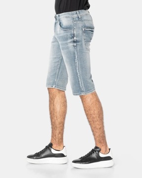 Cienkie Krótkie Spodnie Spodenki Szorty Jeans Męskie Dżins Lato T3100 90 cm