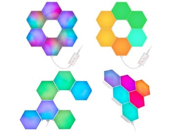 LAMPA LED NA ŚCIANĘ RGB KWANTOWA HEXAGON 6szt. Z PILOTEM TUYA WiFi BT