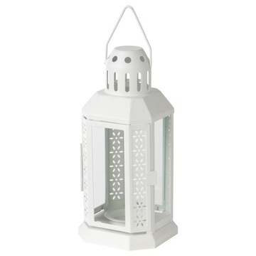 IKEA ENRUM Latarenka tealight wew/zew biały 22 cm