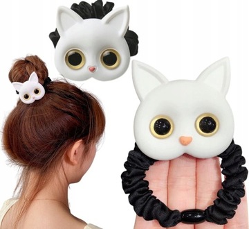 Эластичная резинка для волос котенка белая кошка
