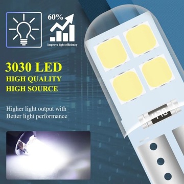 10x W5W Led T10 Canbus 3030 8SMD Внутренняя купольная лампочка для чтения DRL автомобиля