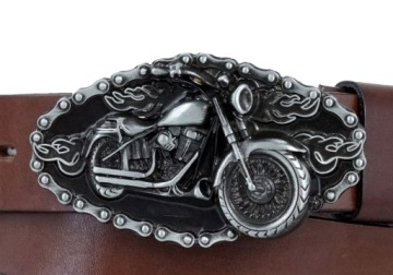 SKÓRZANY PASEK DO SPODNI 4 CM BRĄZ MOTOCYKLISTY