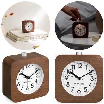 ZEGAR NOCNY BUDZIK RETRO DREWNIANY Z PODŚWIETLENIEM ALARM DRZEMKA