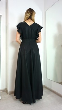 SUKIENKA WIZYTOWA DŁUGA FALBANKA RĘKAWEK r. 38