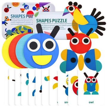 DREWNIANE PUZZLE UKŁADANKA GRA LOGICZNA MONTESSORI