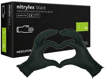 Rękawiczki rękawice nitrylowe czarne S 100 SZTUK