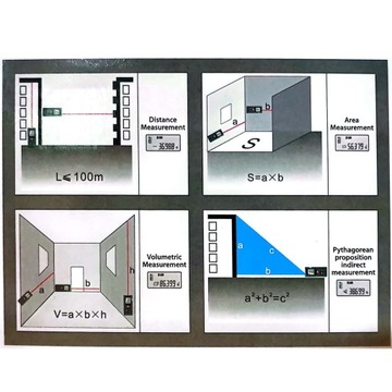 Ручной лазерный дальномер 630-670 нм Лазерный измерительный инструмент с H3