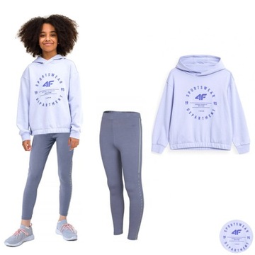 KOMPLET DZIEWCZĘCY DRESOWY 4F BLUZA LEGGINSY DRES