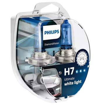 ŻARÓWKI PHILIPS H7 DIAMOND VISION BIAŁE 5000K 12V 55W XENON EFFECT KOMPLET
