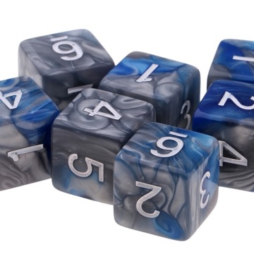 10pcs D6 POLYHEDRAL mm Set Double Colors Six Sided Blue+Gray