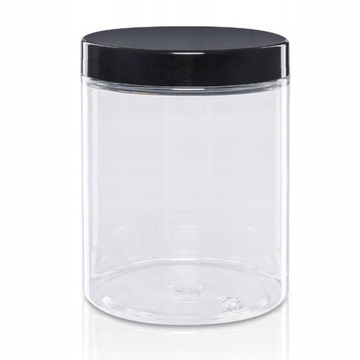 Słoik plastikowy PET 750ml z nakrętką czarną PP
