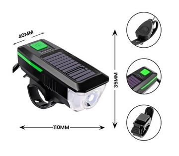 СОЛНЕЧНАЯ СВЕТОДИОДНАЯ ВЕЛОСИПЕДНАЯ ЛАМПА USB-ЗВОНОК