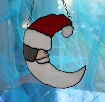 Луна Дед Мороз витраж Рождественское украшение