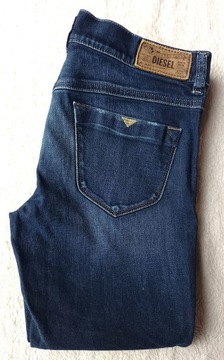 spodnie jeans damskie DIESEL 27/30 LIVIER super slim jegging granatowe