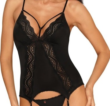 Czarny gorset i stringi - Obsessive Diyosa r. L/XL