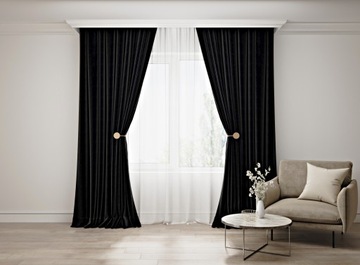 Zasłona gotowa Welur Velvet 150x270 Czarny Black