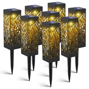 LAMPY SOLARNE ZESTAW 8 SZT LAMPKI LED OZDOBNE z wbijana słupek