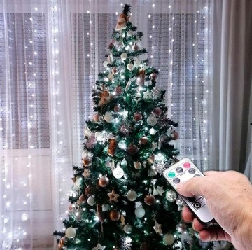 СВЕТОВАЯ ЗАВЕСА ЛАМПЫ ОКОННАЯ ГИРЛЯНДИЯ ПРОВОДА 300 светодиодов 3х3м USB + ПУЛЬТ ДИСТАНЦИОННОГО УПРАВЛЕНИЯ