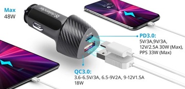 АВТОМОБИЛЬНОЕ ЗАРЯДНОЕ УСТРОЙСТВО DEFENDER FAST USB USB-C TYPE-C PD 30 Вт QC 3.0