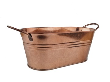 owalna DONICZKA OSŁONKA na 2 doniczki do kuchni lub ogrodu miedziana 22 cm
