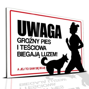 Tabliczka PCV 22x15 UWAGA Groźny Pies Teściowa Wzo