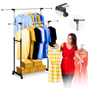 WIESZAK NA UBRANIA STOJĄCY GARDEROBA STOJAK KÓŁKA