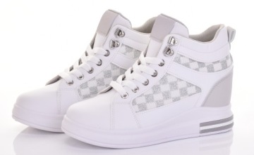 DAMSKIE SNEAKERSY SPORTOWE KOTURN WYSOKIE PLATFORMA