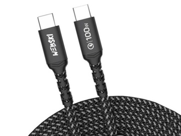 Mocny Szybki Kabel USB-C/USB-C 100cm QuickCharge Do Smartfonów Tabletów