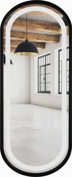 LUSTRO OWALNE CZARNE LED 55x120 PIASKOWANE