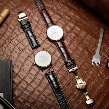 кожаный РЕМЕШОК ДЛЯ ЧАСОВ бабочка КОЖАНЫЙ 22мм