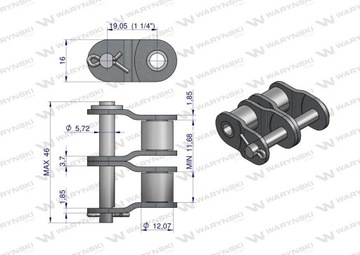 PÓŁOGNIWO ŁAŃCUCHA WARYŃSKI 12B-2 3/4