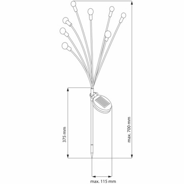 Солнечная лампа Шарики одуванчика Садовые шарики 70см + Датчик сумерек