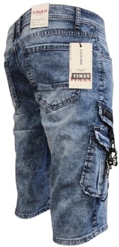 Spodenki Męskie Jeansowe Bojówki Krótkie Spodnie Jeans W38